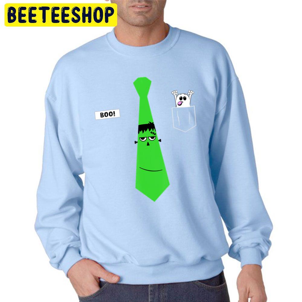 Frankenstein Neck Tie Pocket Ghost Halloween Unisex Sweatshirt Frankenstein Neck Tie Pocket Ghost Halloween Unisex Sweatshirt