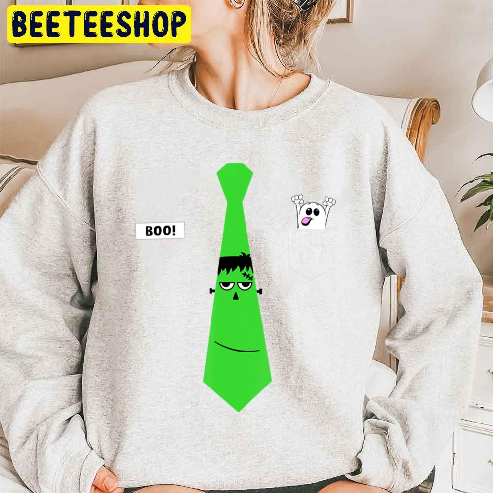 Frankenstein Neck Tie Pocket Ghost Halloween Unisex Sweatshirt Frankenstein Neck Tie Pocket Ghost Halloween Unisex Sweatshirt