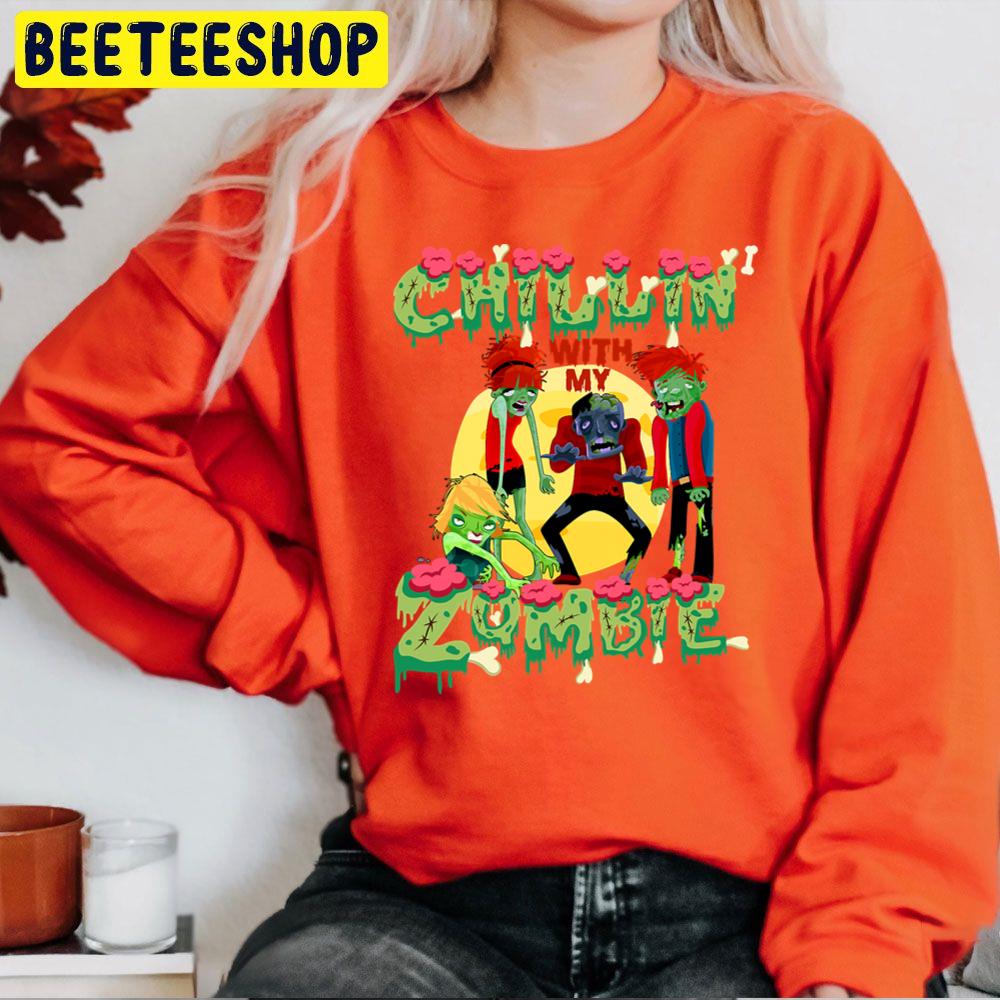 Funny Chillin With My Zombies Halloween Funny Zombie Trending Unisex Sweatshirt Funny Chillin With My Zombies Halloween Funny Zombie Trending Unisex Sweatshirt