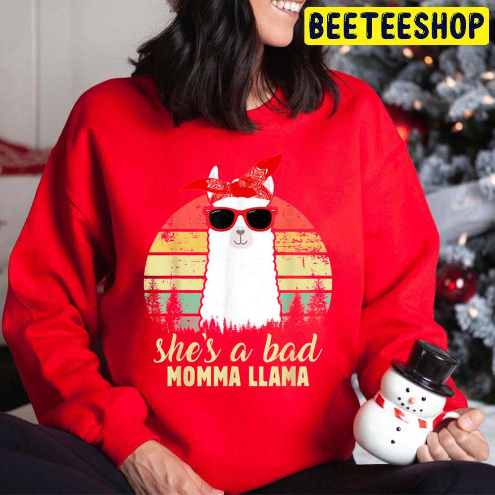 Funny She's A Bad Momma Llama Mama Trending Unisex Hoodie Funny She's A Bad Momma Llama Mama Trending Unisex Hoodie