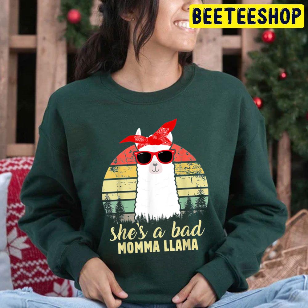 Funny She's A Bad Momma Llama Mama Trending Unisex Hoodie Funny She's A Bad Momma Llama Mama Trending Unisex Hoodie