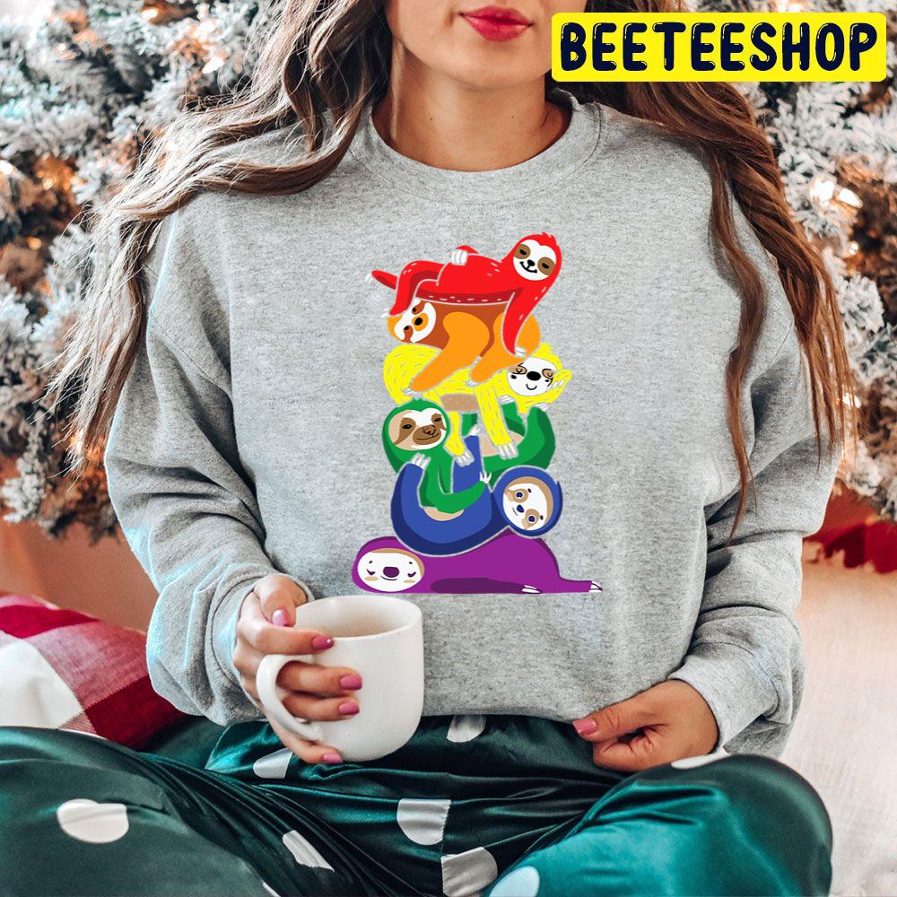 Gay Pride Sloth Lgbt Kawaii Sloth Pile Cute Rainbow Flag Trending Unisex Hoodie Gay Pride Sloth Lgbt Kawaii Sloth Pile Cute Rainbow Flag Trending Unisex Hoodie