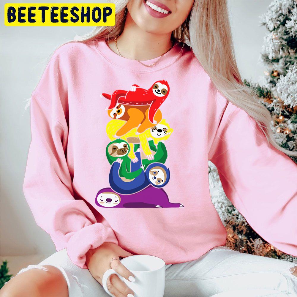 Gay Pride Sloth Lgbt Kawaii Sloth Pile Cute Rainbow Flag Trending Unisex Hoodie Gay Pride Sloth Lgbt Kawaii Sloth Pile Cute Rainbow Flag Trending Unisex Hoodie