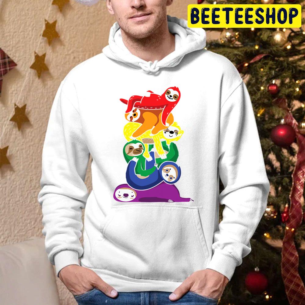 Gay Pride Sloth Lgbt Kawaii Sloth Pile Cute Rainbow Flag Trending Unisex Hoodie Gay Pride Sloth Lgbt Kawaii Sloth Pile Cute Rainbow Flag Trending Unisex Hoodie