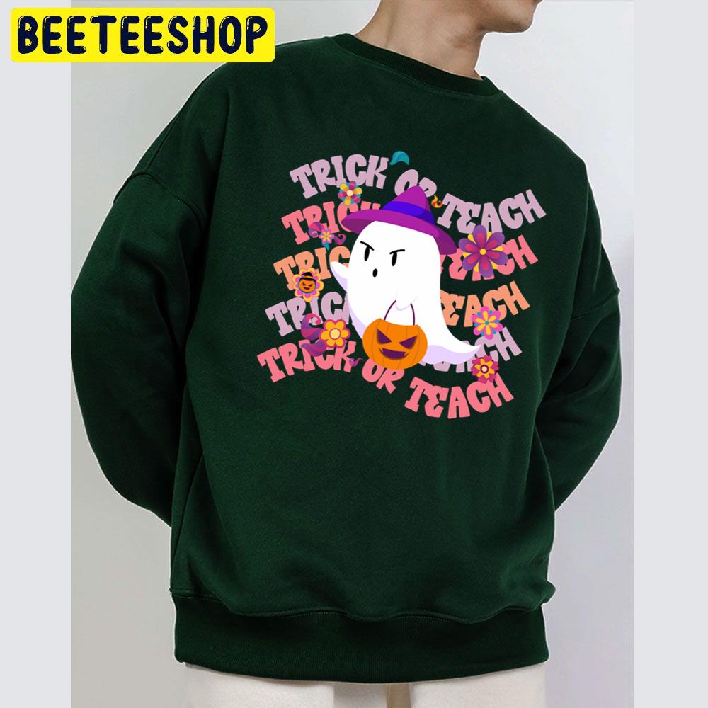 Groovy Halloween Trick Or Teach Boo Ghost Pre K Teacher Life Unisex Sweatshirt Groovy Halloween Trick Or Teach Boo Ghost Pre K Teacher Life Unisex Sweatshirt