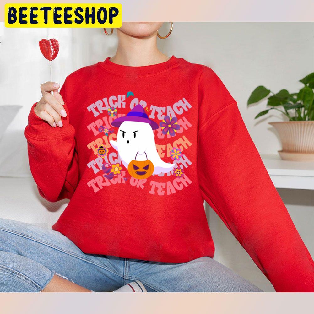 Groovy Halloween Trick Or Teach Boo Ghost Pre K Teacher Life Unisex Sweatshirt Groovy Halloween Trick Or Teach Boo Ghost Pre K Teacher Life Unisex Sweatshirt