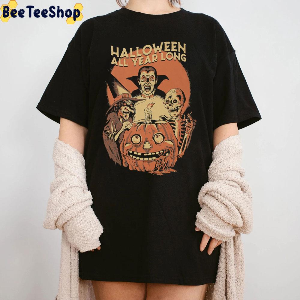Halloween All Year Long Witch Vampier And Skeleton Trending Unisex Sweatshirt Halloween All Year Long Witch Vampier And Skeleton Trending Unisex Sweatshirt
