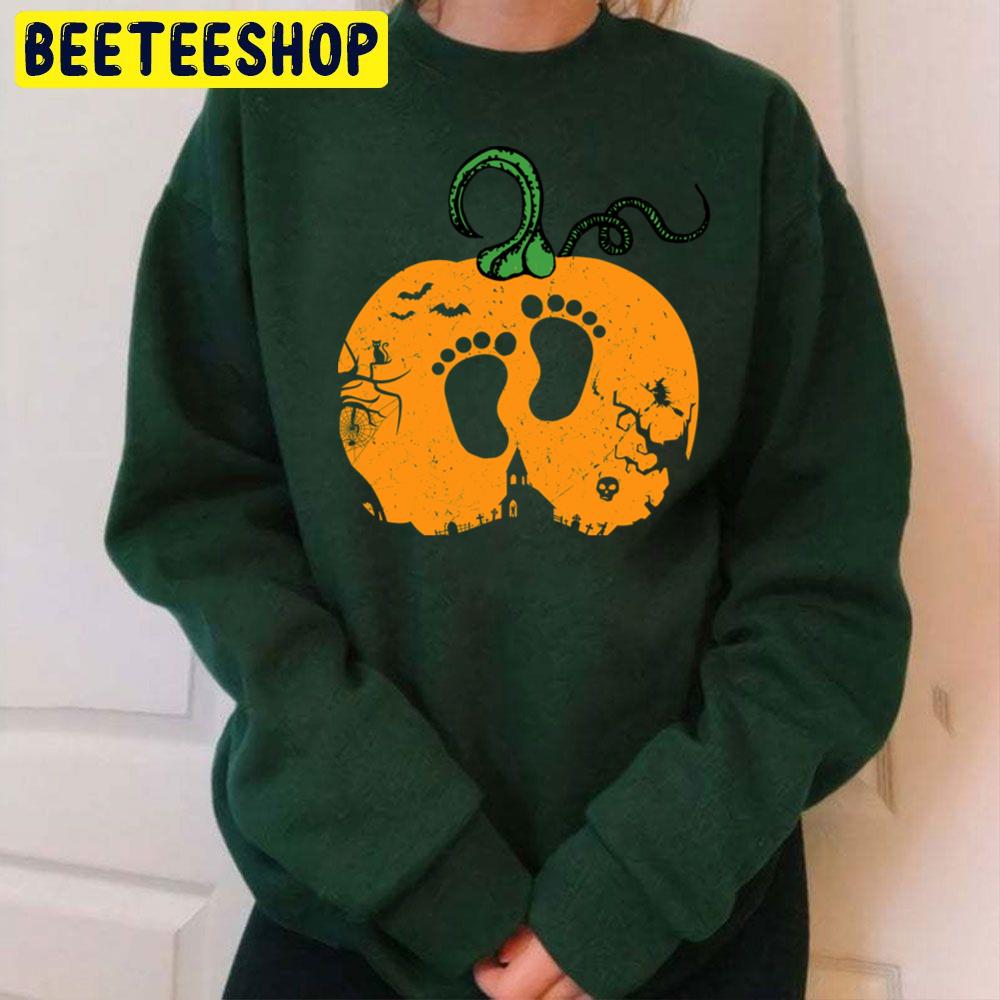 Halloween Pregnancy Announcement Maternity Pumpkin Baby Feet Fitted Scoop Trending Unisex Sweatshirt Halloween Pregnancy Announcement Maternity Pumpkin Baby Feet Fitted Scoop Trending Unisex Sweatshirt