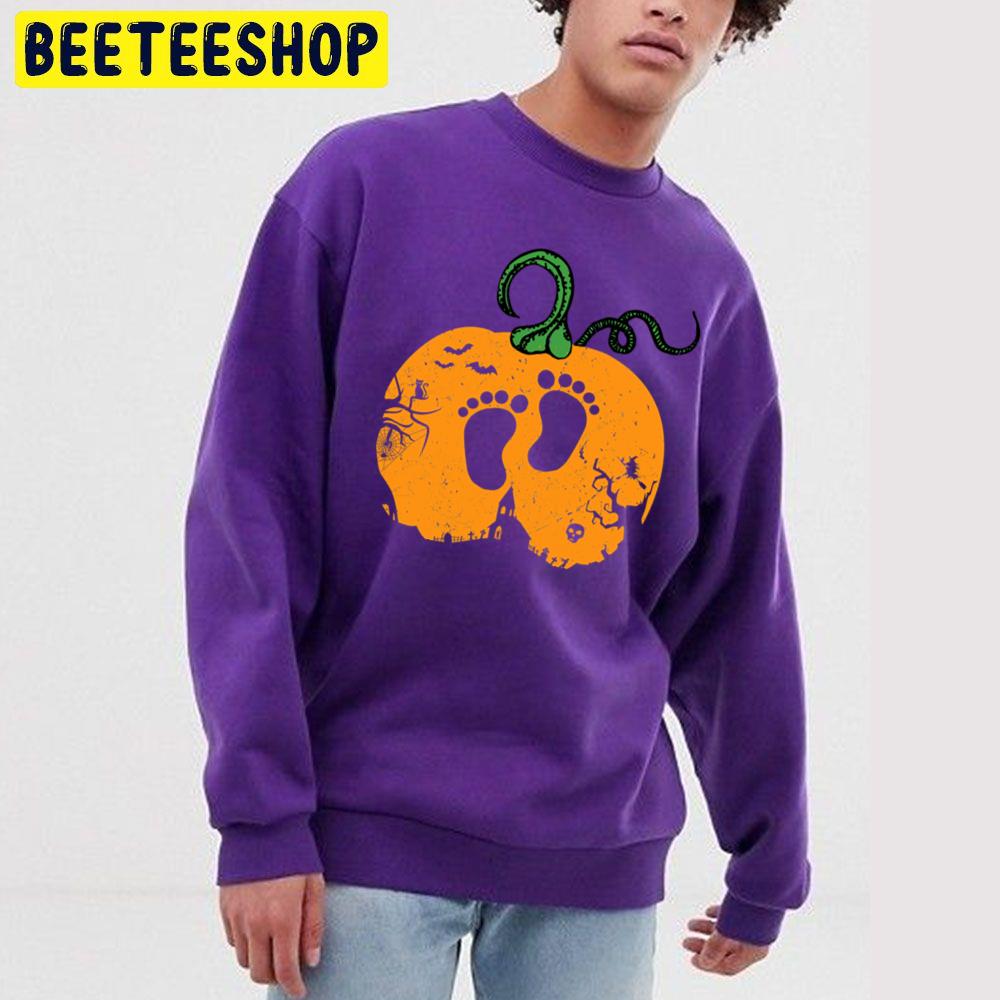 Halloween Pregnancy Announcement Maternity Pumpkin Baby Feet Fitted Scoop Trending Unisex Sweatshirt Halloween Pregnancy Announcement Maternity Pumpkin Baby Feet Fitted Scoop Trending Unisex Sweatshirt