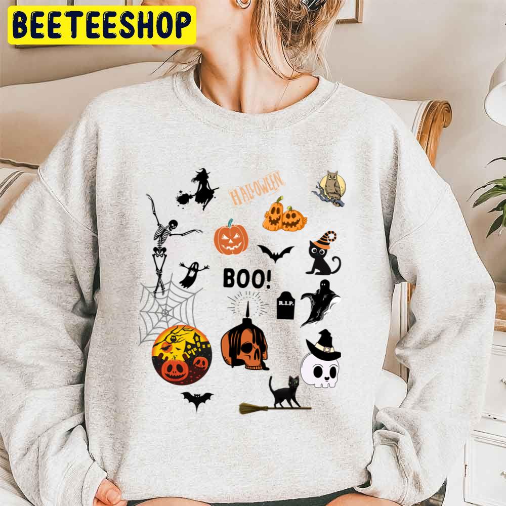 Halloween Scary Boo Pumpkin Skull Icon Trending Unisex Sweatshirt Halloween Scary Boo Pumpkin Skull Icon Trending Unisex Sweatshirt