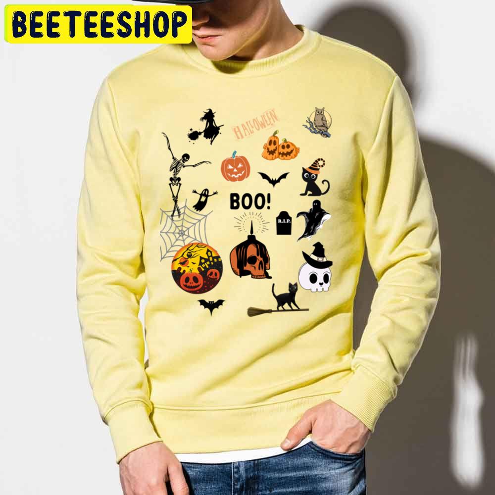 Halloween Scary Boo Pumpkin Skull Icon Trending Unisex Sweatshirt Halloween Scary Boo Pumpkin Skull Icon Trending Unisex Sweatshirt