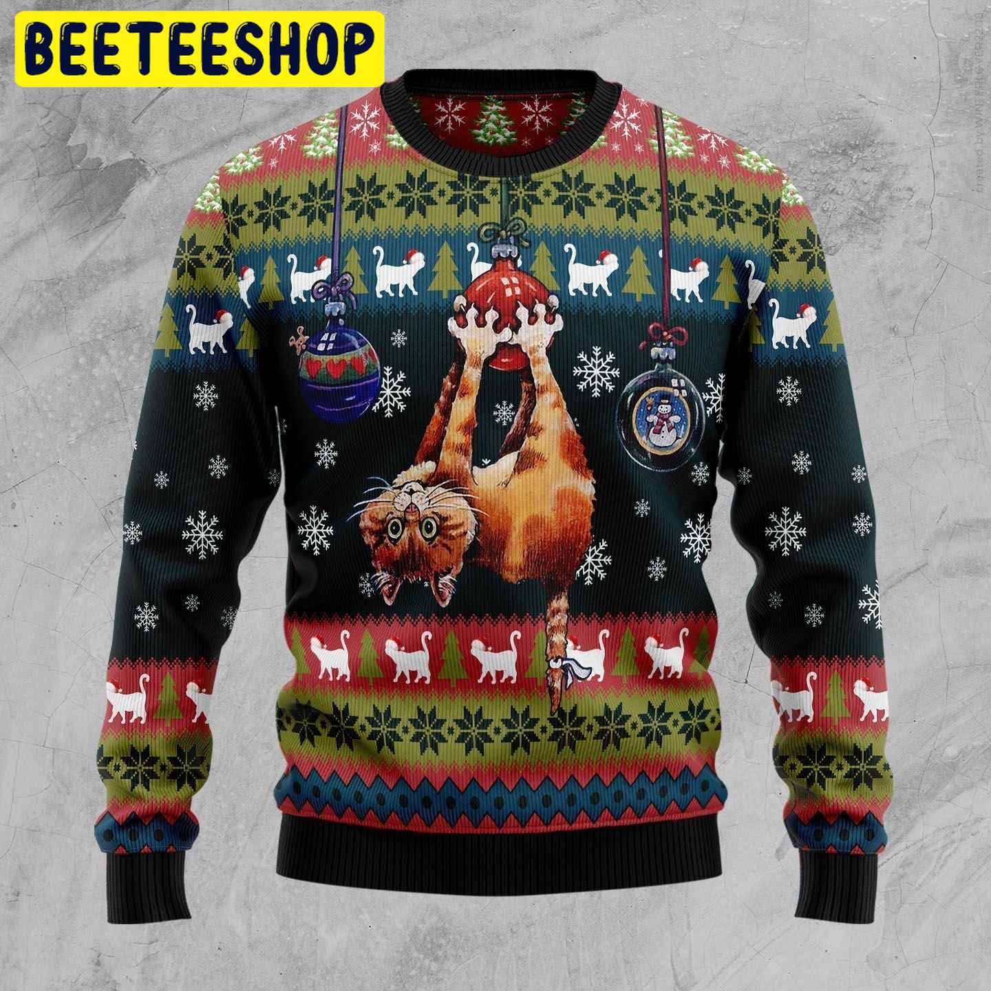 Hanging On Xmas Tree Cat Trending Ugly Christmas Sweatshirt Hanging On Xmas Tree Cat Trending Ugly Christmas Sweatshirt