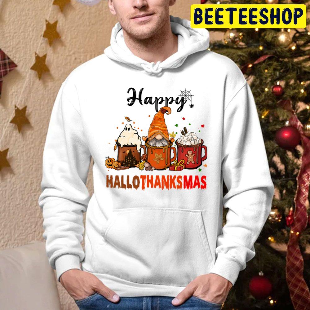 Happy Hallothankmas Ghost Gnome And Christmas Trending Unisex Hoodie Happy Hallothankmas Ghost Gnome And Christmas Trending Unisex Hoodie