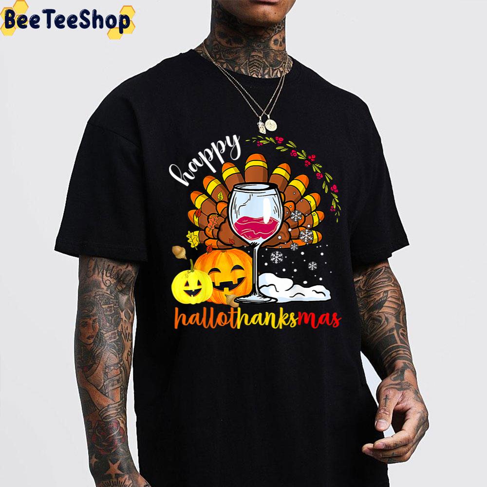 Happy Hallothankmas Wine Turkey And Pumpkin Trending Unisex Sweatshirt Happy Hallothankmas Wine Turkey And Pumpkin Trending Unisex Sweatshirt