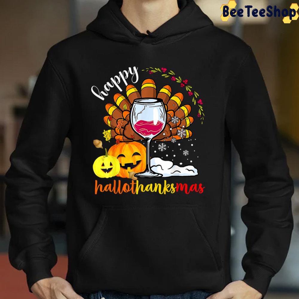 Happy Hallothankmas Wine Turkey And Pumpkin Trending Unisex Sweatshirt Happy Hallothankmas Wine Turkey And Pumpkin Trending Unisex Sweatshirt