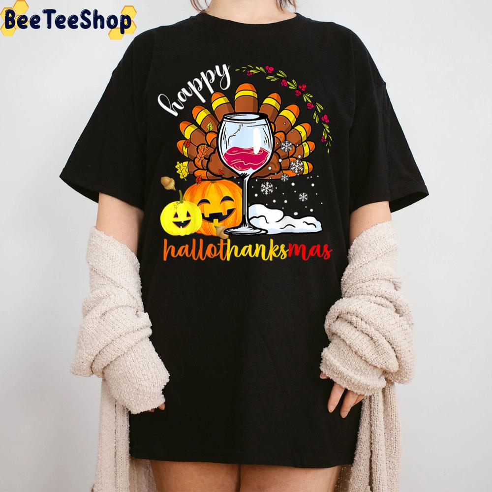 Happy Hallothankmas Wine Turkey And Pumpkin Trending Unisex Sweatshirt Happy Hallothankmas Wine Turkey And Pumpkin Trending Unisex Sweatshirt