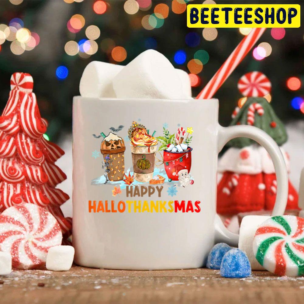 Happy Hallothanksmas Coffee Cups Halloween Christmas And Thanksgiving Fall Vibes Trending Unisex Hoodie Happy Hallothanksmas Coffee Cups Halloween Christmas And Thanksgiving Fall Vibes Trending Unisex Hoodie