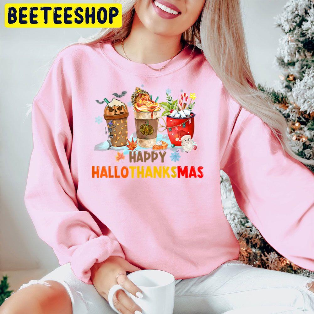 Happy Hallothanksmas Coffee Cups Halloween Christmas And Thanksgiving Fall Vibes Trending Unisex Hoodie Happy Hallothanksmas Coffee Cups Halloween Christmas And Thanksgiving Fall Vibes Trending Unisex Hoodie