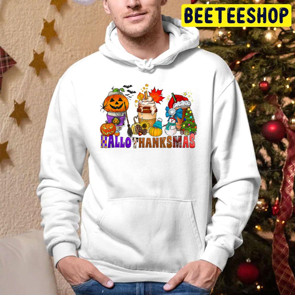 Happy Hallothanksmas Coffee Cups Halloween Cristmas And Thanksgiving Fall Vibes Trending Unisex Hoodie Happy Hallothanksmas Coffee Cups Halloween Cristmas And Thanksgiving Fall Vibes Trending Unisex Hoodie