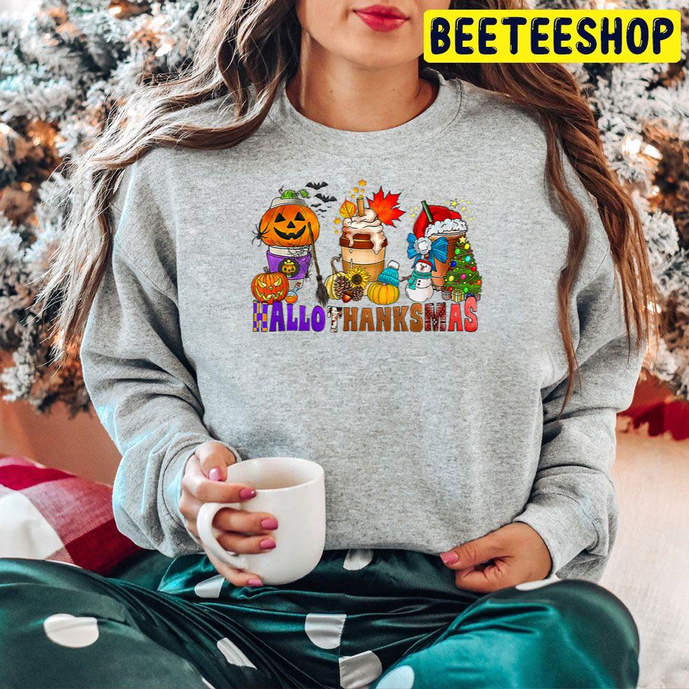Happy Hallothanksmas Coffee Cups Halloween Cristmas And Thanksgiving Fall Vibes Trending Unisex Hoodie Happy Hallothanksmas Coffee Cups Halloween Cristmas And Thanksgiving Fall Vibes Trending Unisex Hoodie