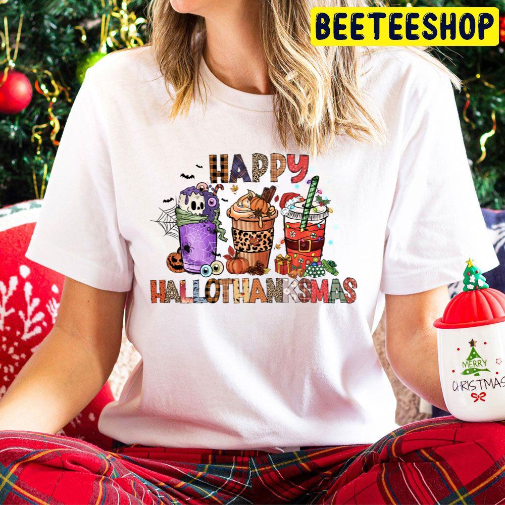 Happy Hallothanksmas Latte Cup Trending Unisex Hoodie Happy Hallothanksmas Latte Cup Trending Unisex Hoodie
