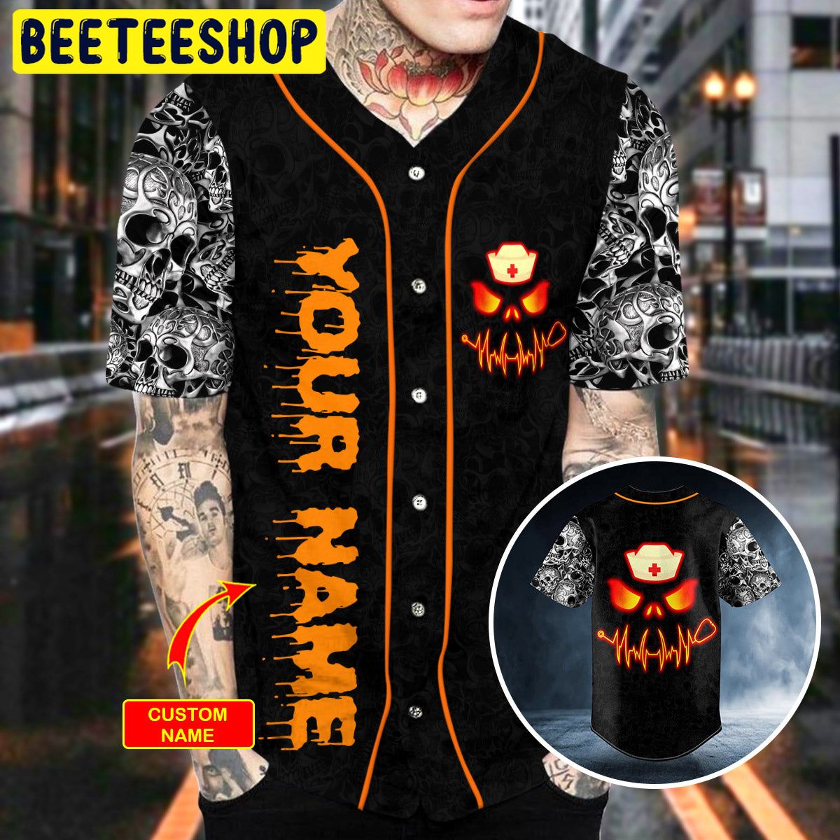 Happy Halloween Custom Skull Trending Baseball Jersey Happy Halloween Custom Skull Trending Baseball Jersey