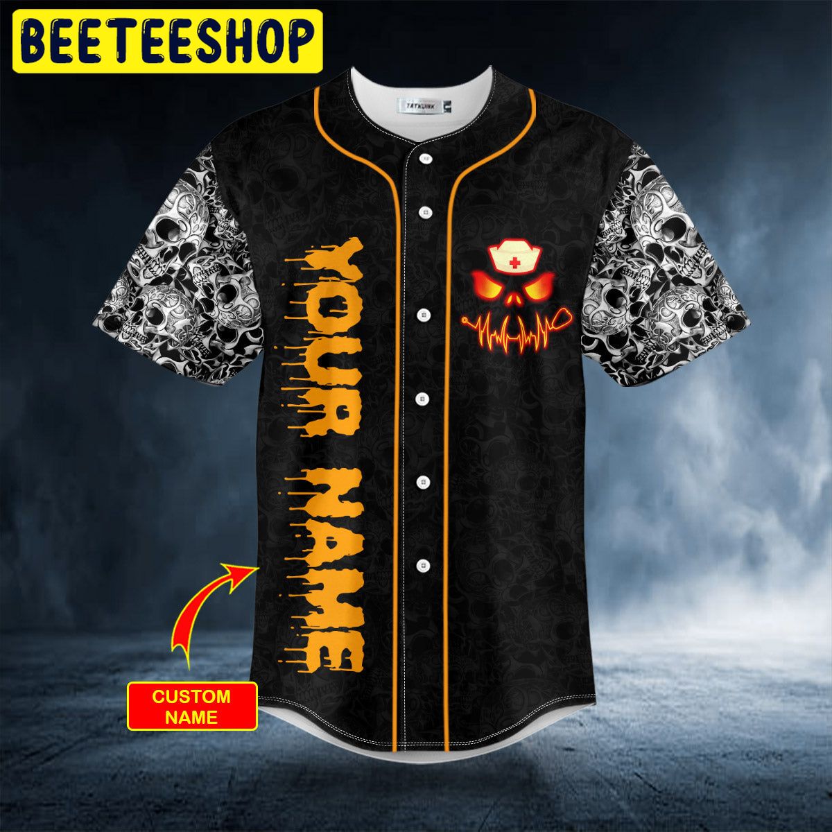 Happy Halloween Custom Skull Trending Baseball Jersey Happy Halloween Custom Skull Trending Baseball Jersey
