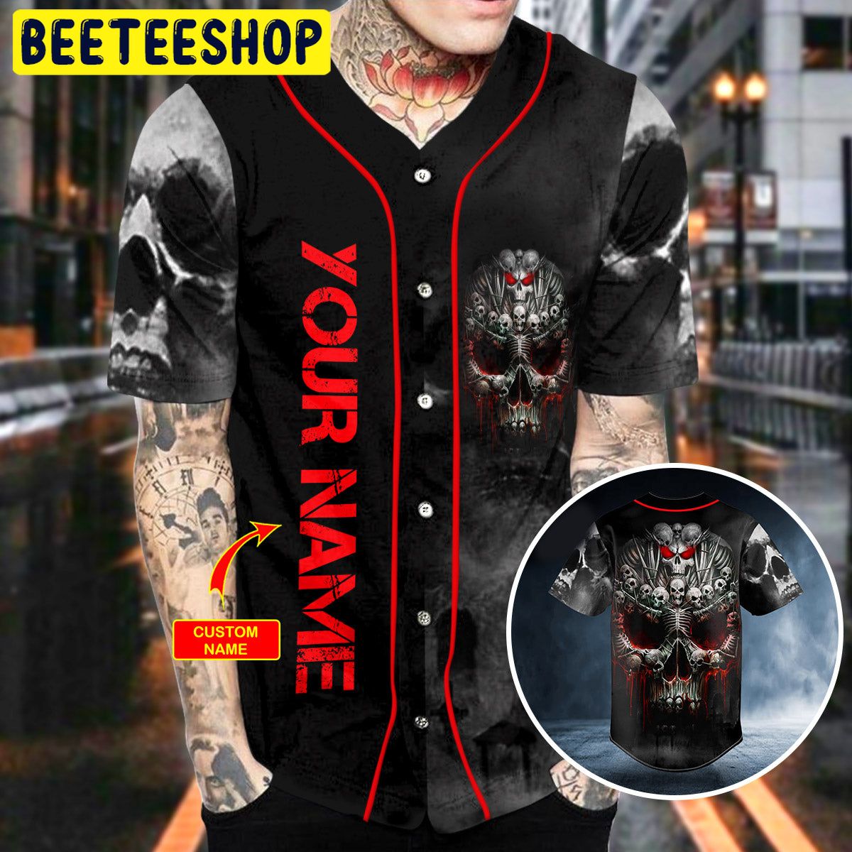 Harold Ricketts Skull Custom Trending Baseball Jersey Harold Ricketts Skull Custom Trending Baseball Jersey