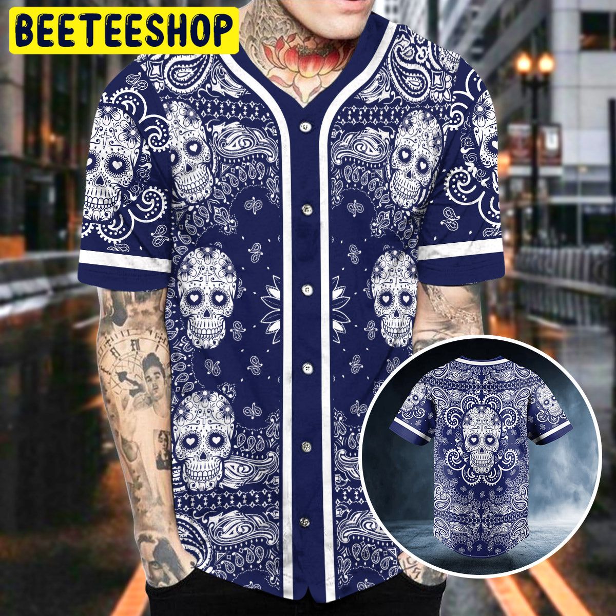 Heart Shaped Eyes Pattern Of Sugar Skull Trending Baseball Jersey Heart Shaped Eyes Pattern Of Sugar Skull Trending Baseball Jersey
