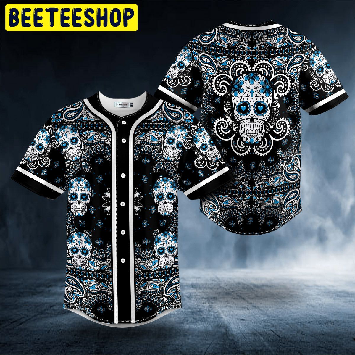 Heart Shaped Eyes Pattern Of Sugar Skull Trending Baseball Jersey Heart Shaped Eyes Pattern Of Sugar Skull Trending Baseball Jersey