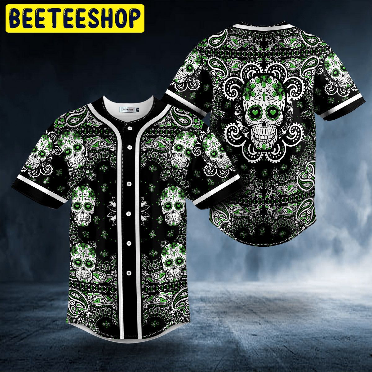 Heart Shaped Eyes Pattern Of Sugar Skull Trending Baseball Jersey Heart Shaped Eyes Pattern Of Sugar Skull Trending Baseball Jersey