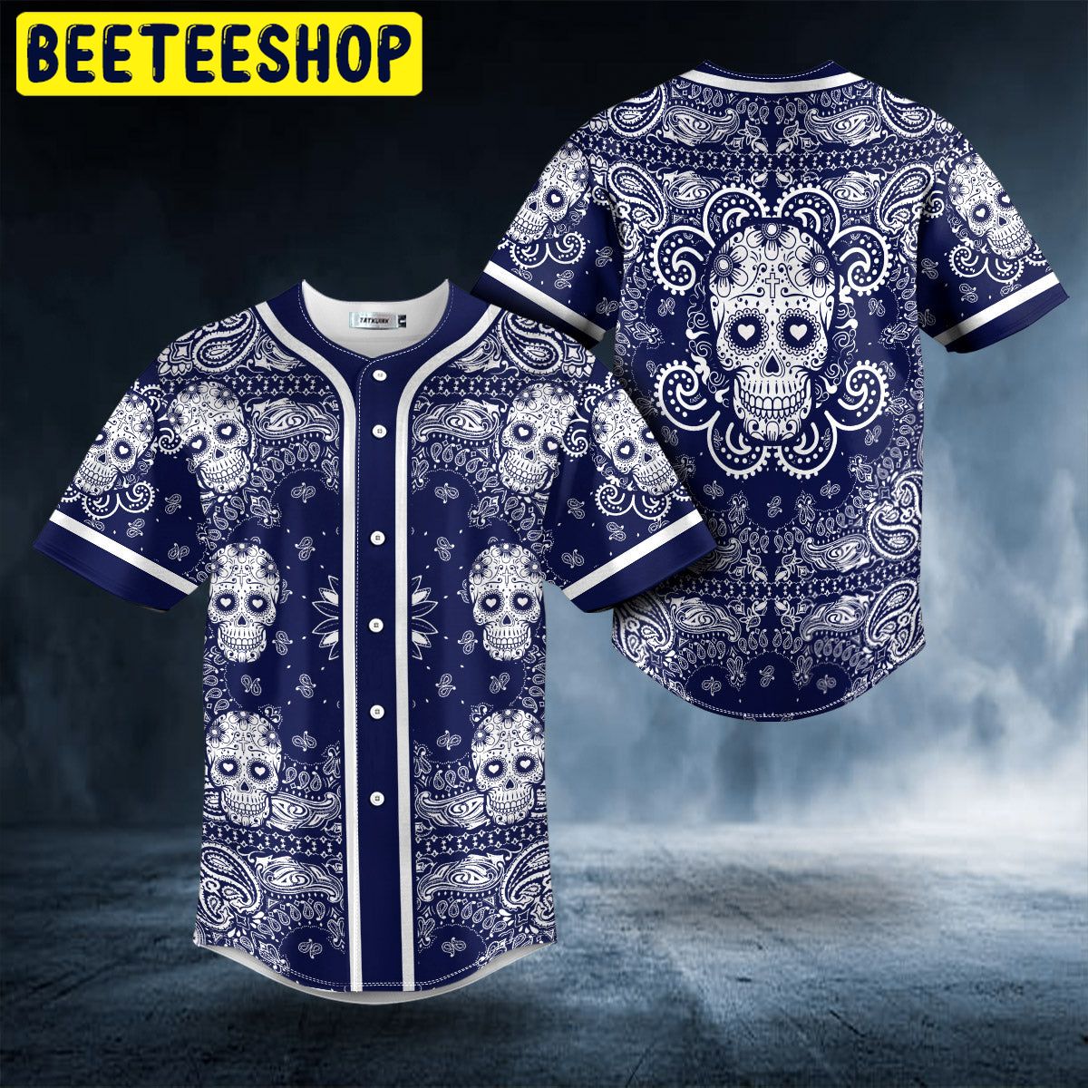 Heart Shaped Eyes Pattern Of Sugar Skull Trending Baseball Jersey Heart Shaped Eyes Pattern Of Sugar Skull Trending Baseball Jersey