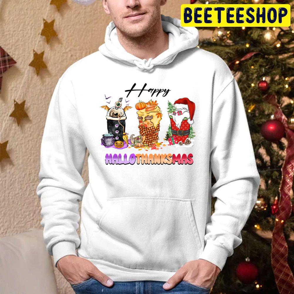 Holiday Mashup Fall Coffee Cup Scary Pumpkin And Santa Happy Hallothankmas Trending Unisex Hoodie Holiday Mashup Fall Coffee Cup Scary Pumpkin And Santa Happy Hallothankmas Trending Unisex Hoodie
