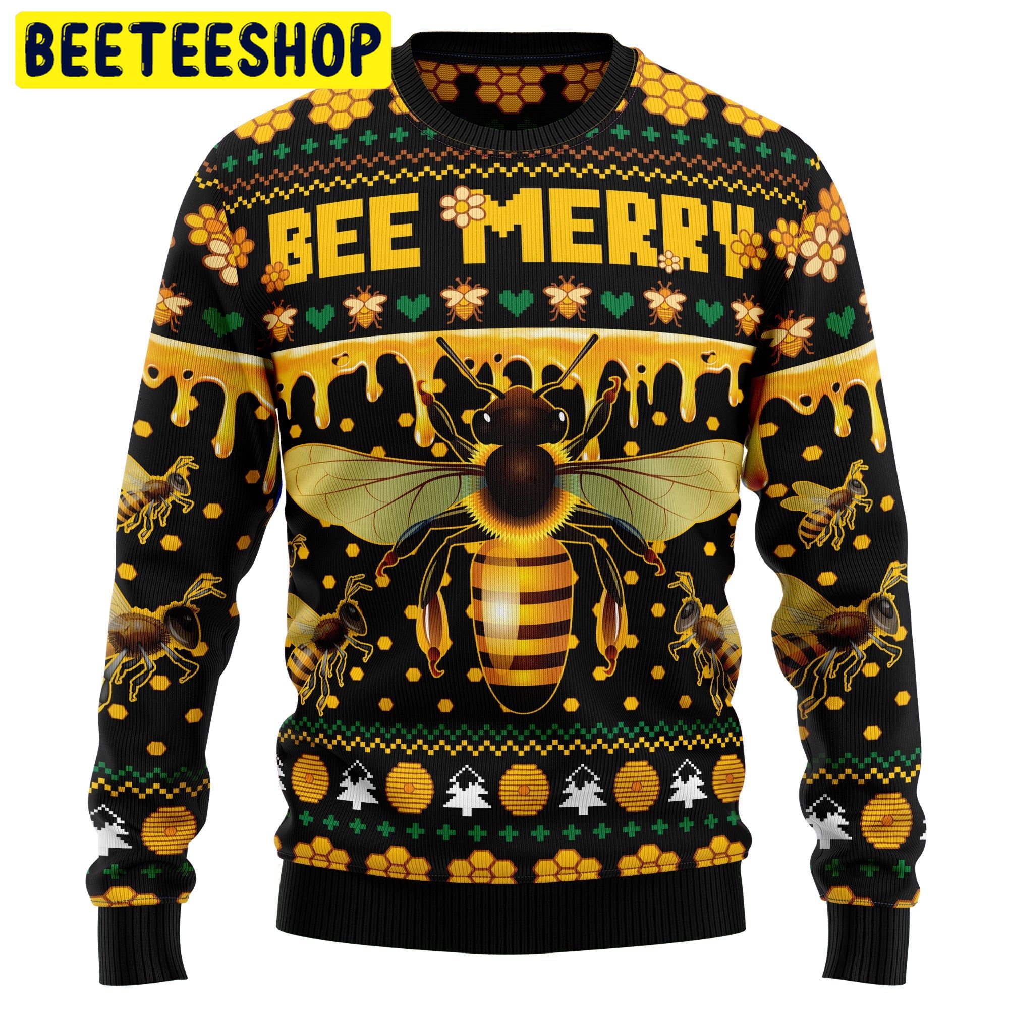 Honey Bee Merry Trending Ugly Christmas Sweatshirt Honey Bee Merry Trending Ugly Christmas Sweatshirt