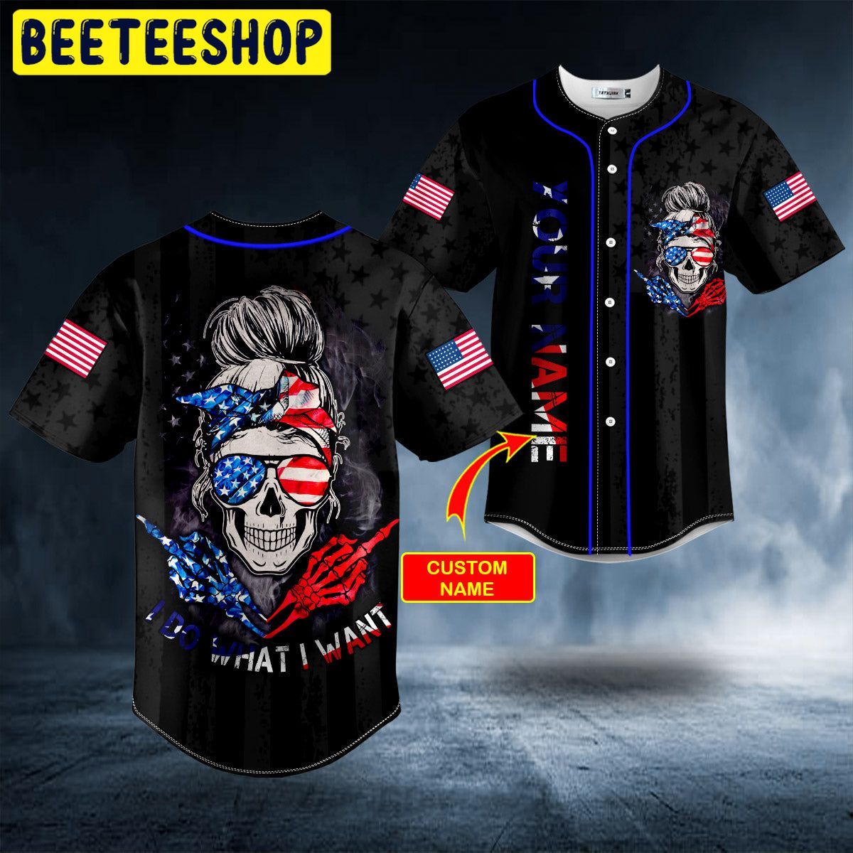 I Do What I Want American Flag Patriotist Messy Bun Skull Custom Trending Baseball Jersey I Do What I Want American Flag Patriotist Messy Bun Skull Custom Trending Baseball Jersey