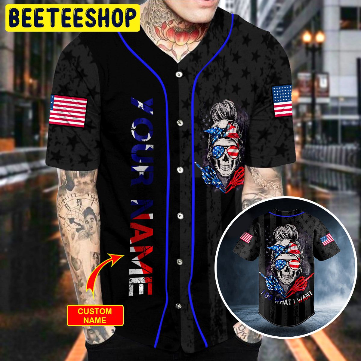I Do What I Want American Flag Patriotist Messy Bun Skull Custom Trending Baseball Jersey I Do What I Want American Flag Patriotist Messy Bun Skull Custom Trending Baseball Jersey