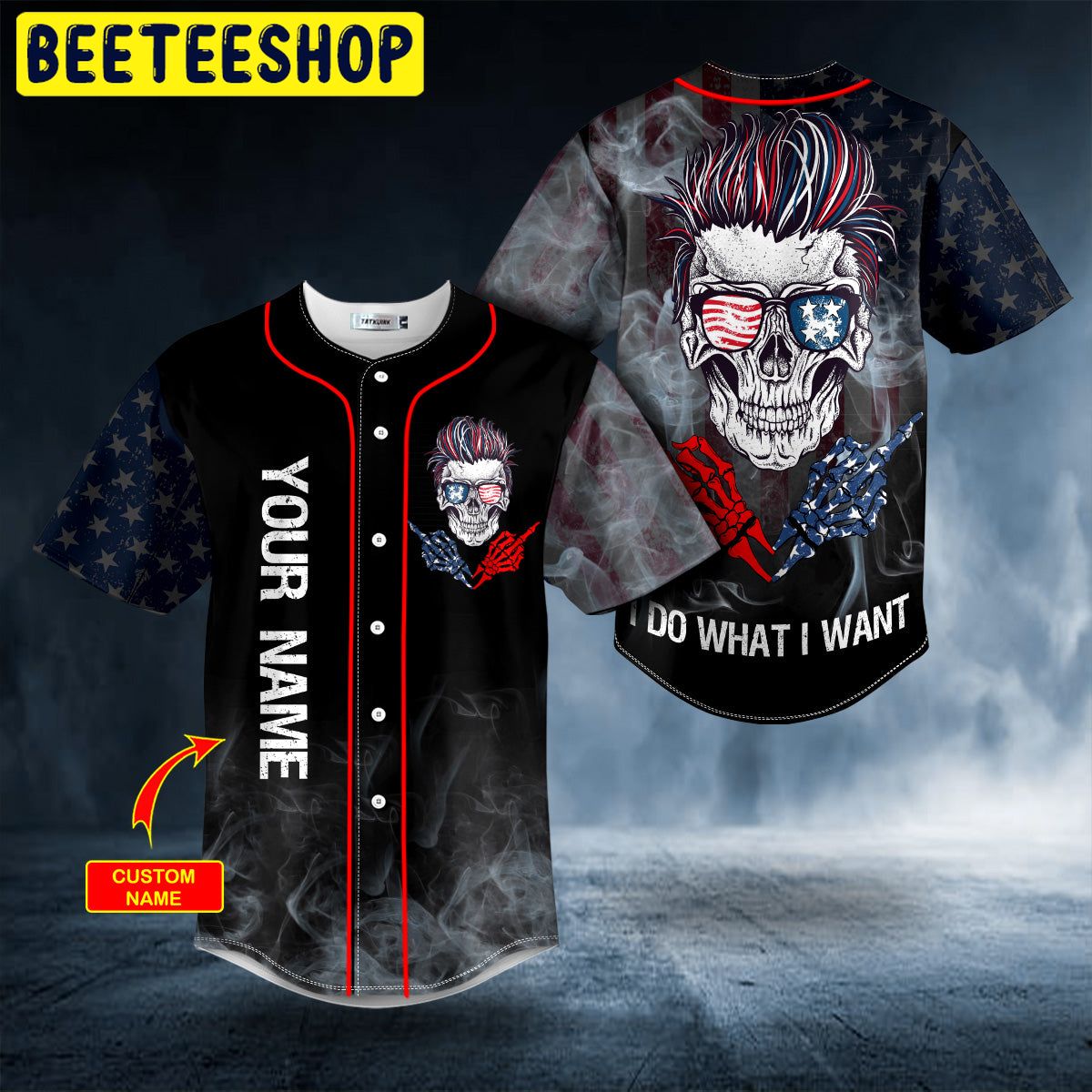 I Do What I Want USA Flag Sunglasses Middle Finger Skull Custom Trending Baseball Jersey I Do What I Want USA Flag Sunglasses Middle Finger Skull Custom Trending Baseball Jersey