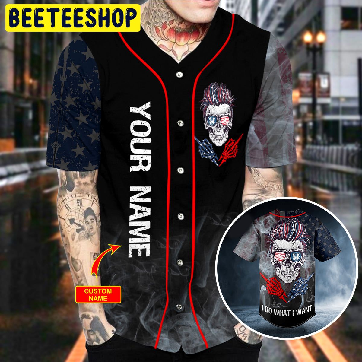 I Do What I Want USA Flag Sunglasses Middle Finger Skull Custom Trending Baseball Jersey I Do What I Want USA Flag Sunglasses Middle Finger Skull Custom Trending Baseball Jersey