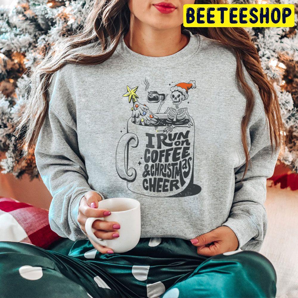 I Run On Coffee And Christmas Cheer Funny Skeleton Trending Unisex Hoodie I Run On Coffee And Christmas Cheer Funny Skeleton Trending Unisex Hoodie