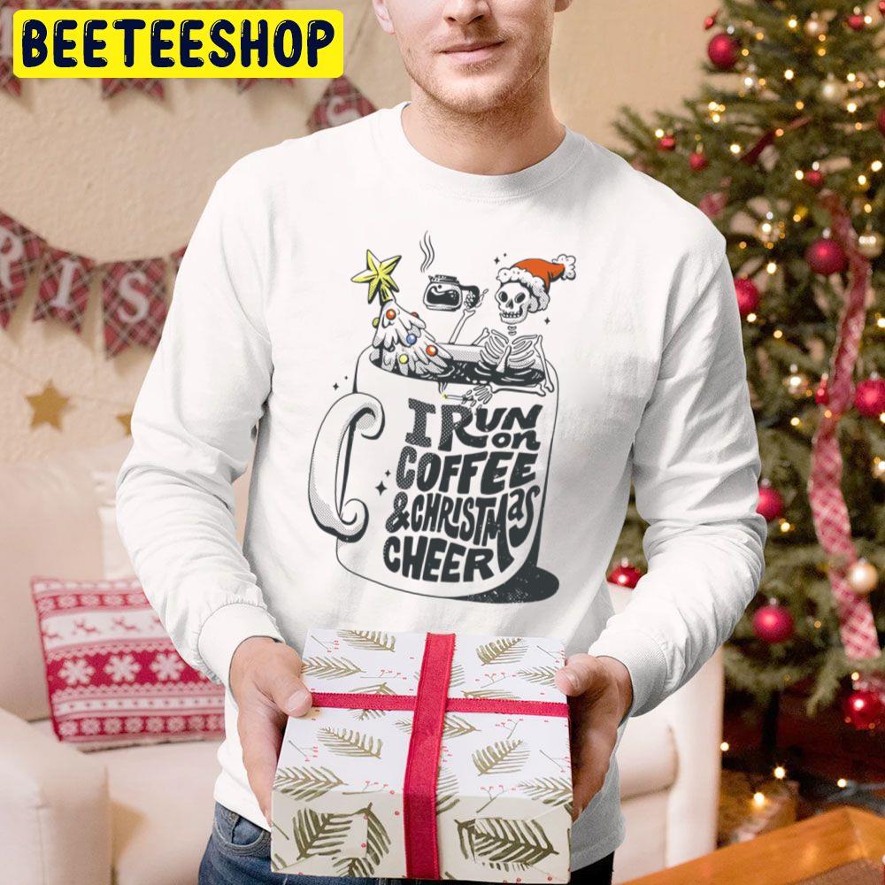 I Run On Coffee And Christmas Cheer Funny Skeleton Trending Unisex Hoodie I Run On Coffee And Christmas Cheer Funny Skeleton Trending Unisex Hoodie