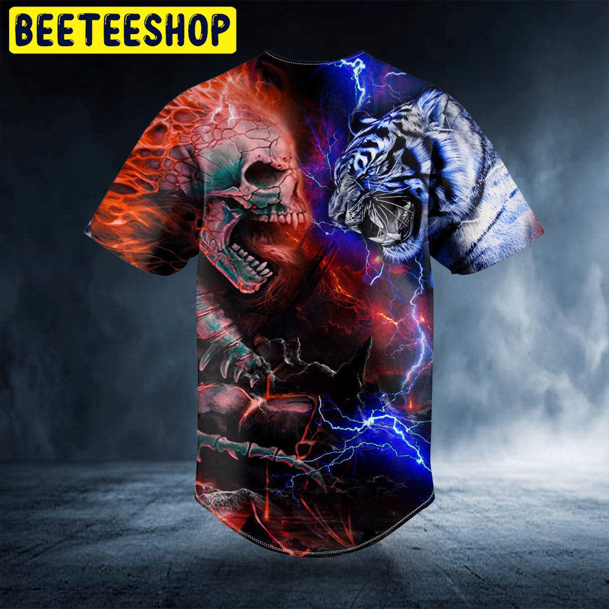 Ice Tiger Fire Skull Trending Baseball Jersey Ice Tiger Fire Skull Trending Baseball Jersey