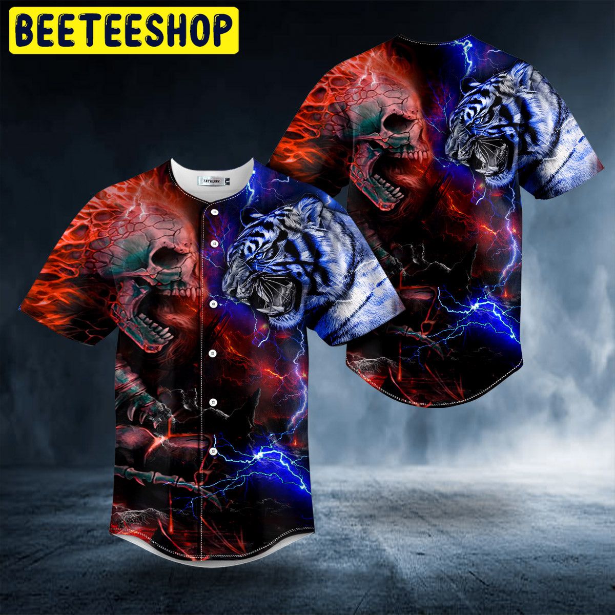 Ice Tiger Fire Skull Trending Baseball Jersey Ice Tiger Fire Skull Trending Baseball Jersey