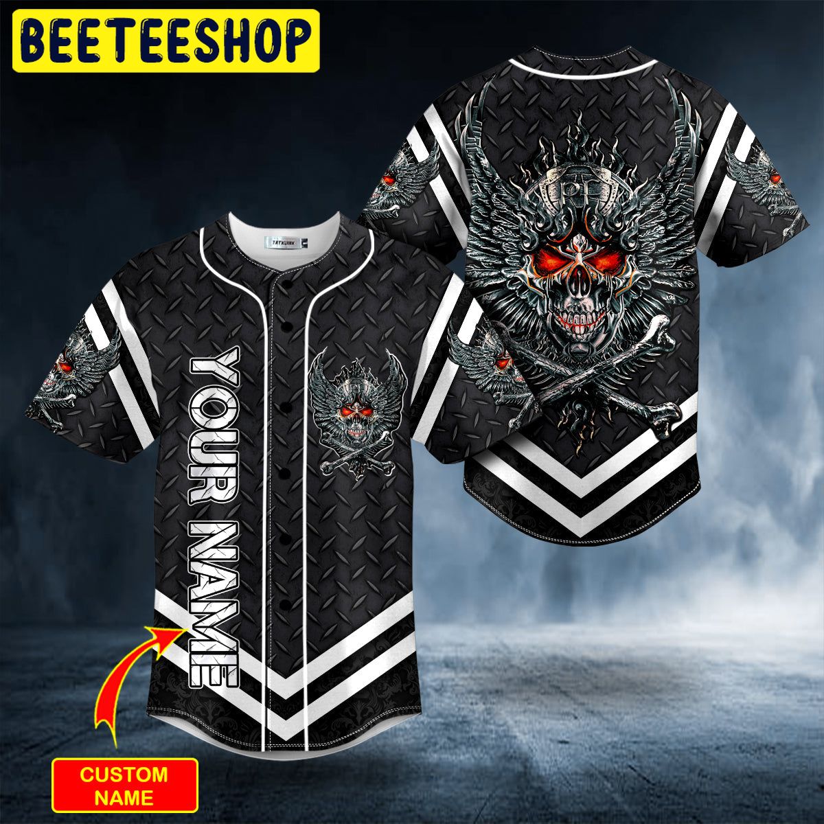 Iron Wings Skull Custom Trending Baseball Jersey Iron Wings Skull Custom Trending Baseball Jersey