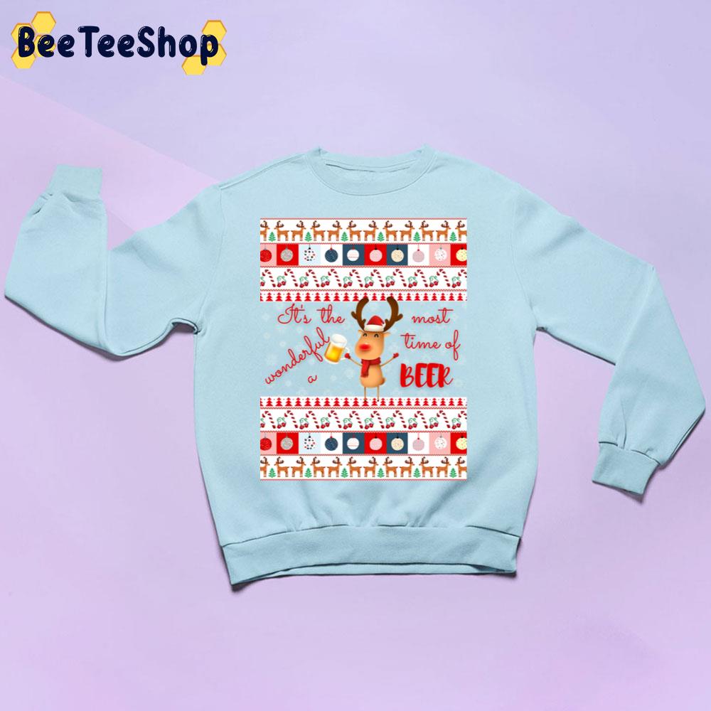 It's The Most Wonderful Time Of A Beer Reindeer Christmas Trending Unisex Sweatshirt It's The Most Wonderful Time Of A Beer Reindeer Christmas Trending Unisex Sweatshirt