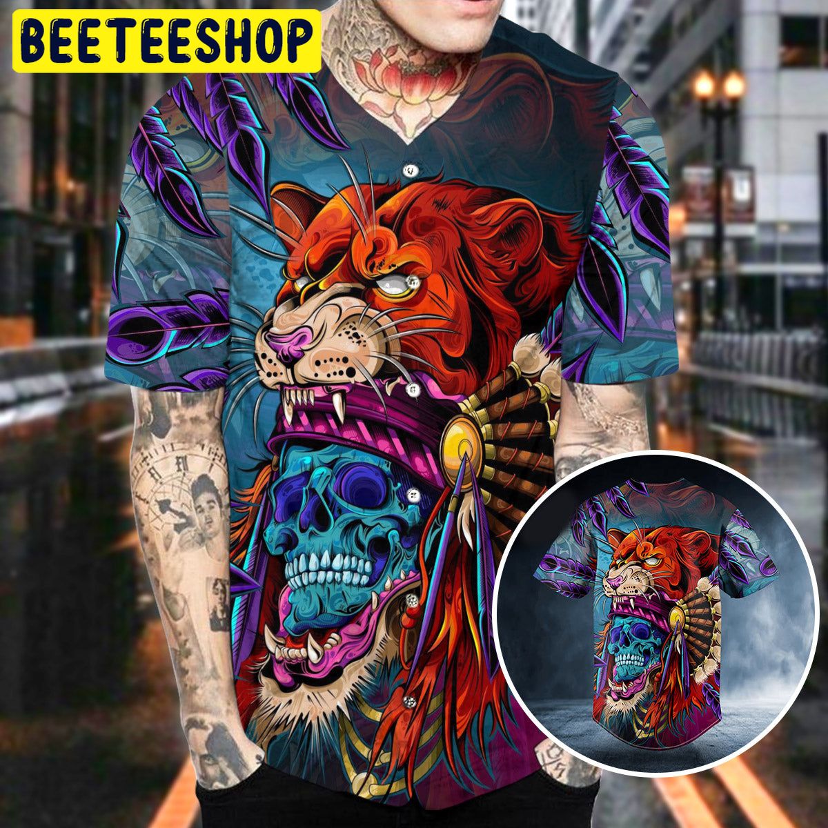 Japanese Tiger Tattoo Skull Trending Baseball Jersey Japanese Tiger Tattoo Skull Trending Baseball Jersey