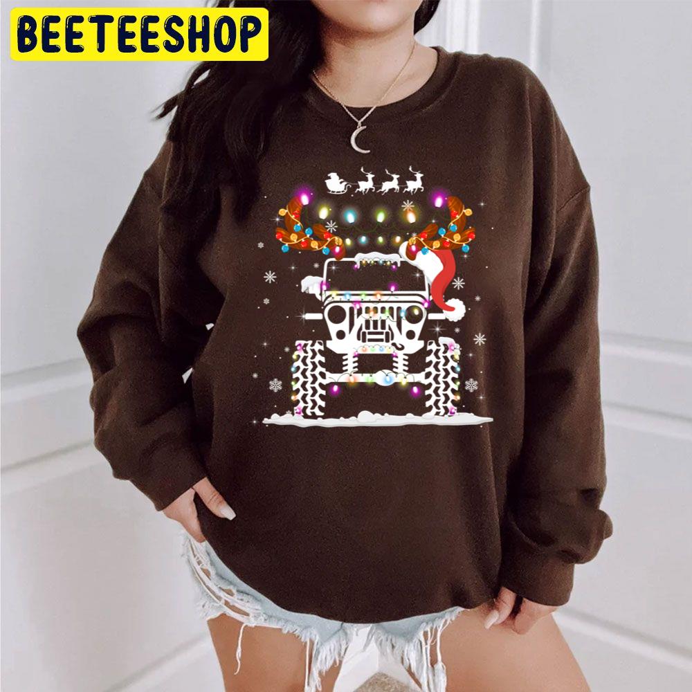 Jeeps Christmas Light Xmas Tree Reindeer Trending Unisex Sweatshirt Jeeps Christmas Light Xmas Tree Reindeer Trending Unisex Sweatshirt