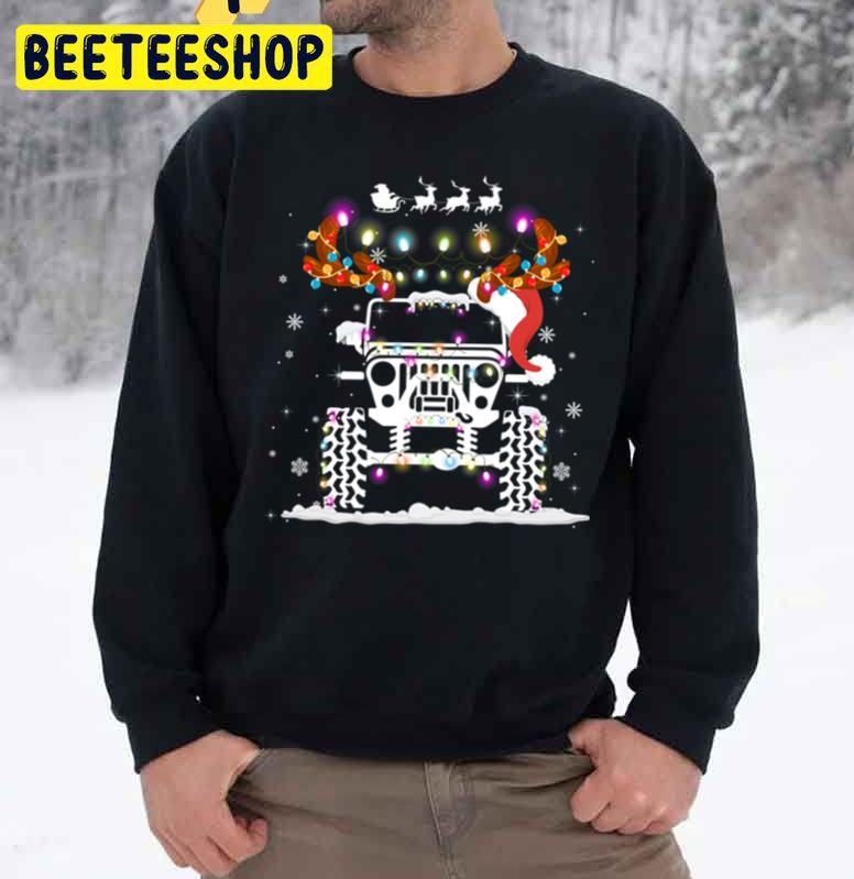 Jeeps Christmas Light Xmas Tree Reindeer Trending Unisex Sweatshirt Jeeps Christmas Light Xmas Tree Reindeer Trending Unisex Sweatshirt