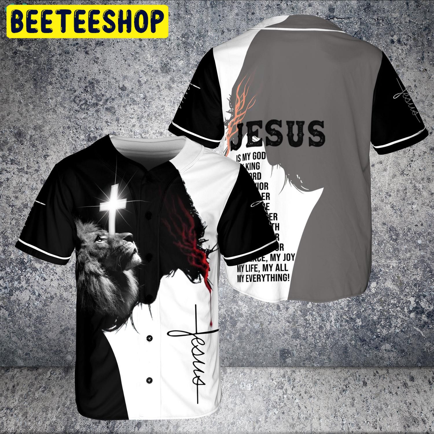Jesus Is My God My Savior Lion Cross Christaian Jesus Face Trending Jersey Baseball Jesus Is My God My Savior Lion Cross Christaian Jesus Face Trending Jersey Baseball