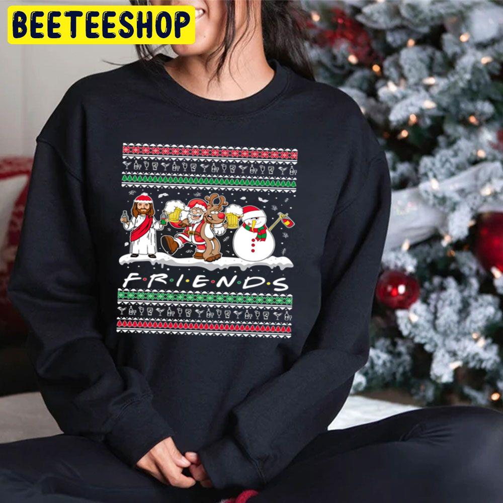 Jesus Santa Reindeer And Snowman Friends Christmas Trending Unisex Hoodie Jesus Santa Reindeer And Snowman Friends Christmas Trending Unisex Hoodie