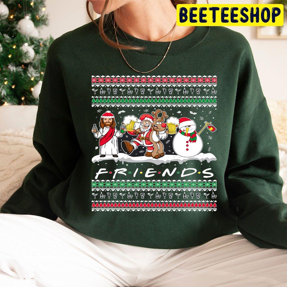 Jesus Santa Reindeer And Snowman Friends Christmas Trending Unisex Hoodie Jesus Santa Reindeer And Snowman Friends Christmas Trending Unisex Hoodie